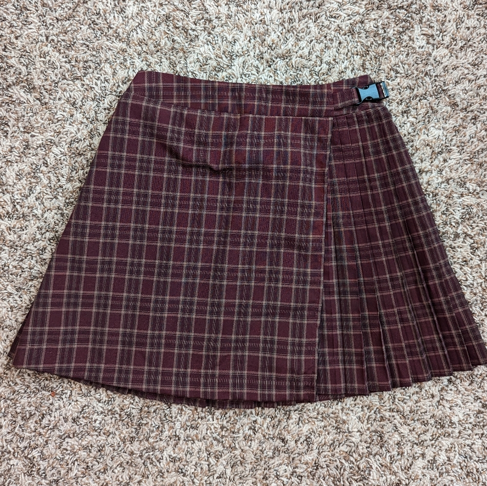 Wild fable Maroon Plaid Skirt